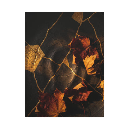 Resilient Shadow Play Canvas Art - Crackle Gold Kintsugi