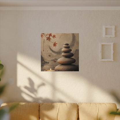 Japandi River Stones in Candlelight | Japanese Pattern Canvas Art
