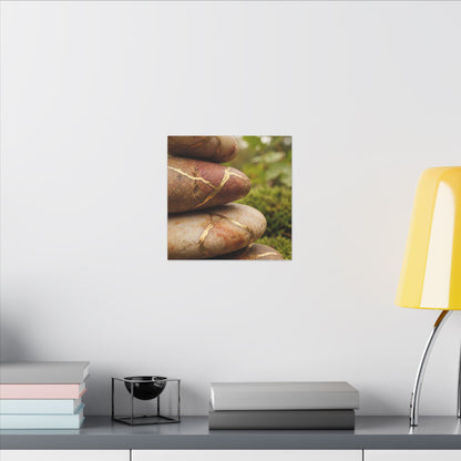 River Stones Summer Canvas Art | Kintsugi Healing Design