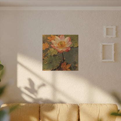 Autumn Lotus Flower Herbarium Canvas Art | Rustic Decor