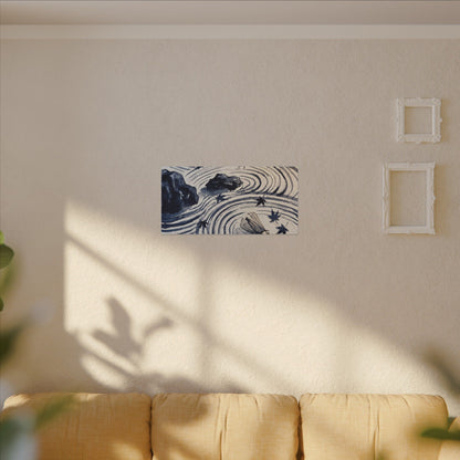 Zen Rock Garden in Golden Hour | Sumi E Canvas Art