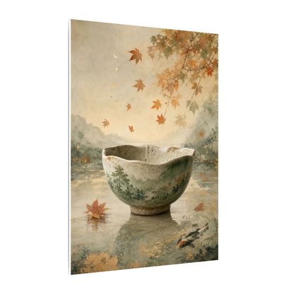 Autumn Ceramic Bowl Watercolor Canvas Art | Cozy Decor