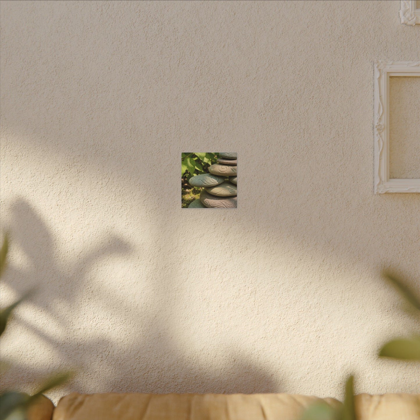 River Stones Summer Canvas Art | Japandi Earthy Design