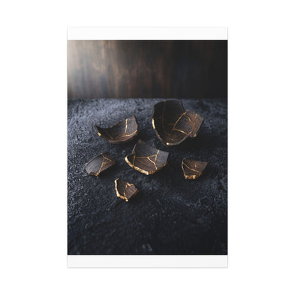 Winter Broken Pottery Shadow Zen Canvas Art | Bold Decor