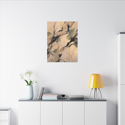 Japandi Shadow Play in Golden Hour | Watercolor Canvas Art
