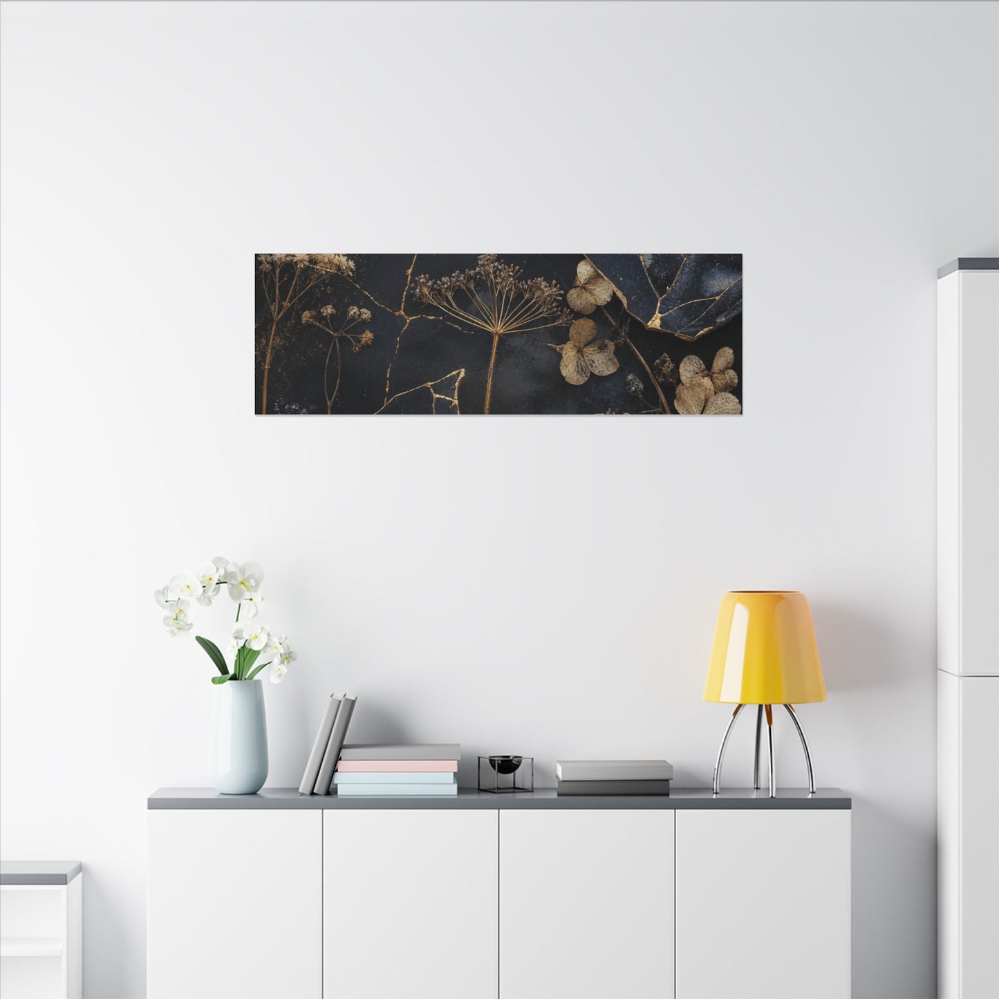 Philosophical Dried Flowers Canvas Art - Broken Beauty Kintsugi