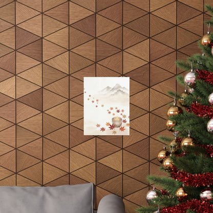 Mountain Mist Wall Art Print | Autumn Japandi Japanese Pattern Art