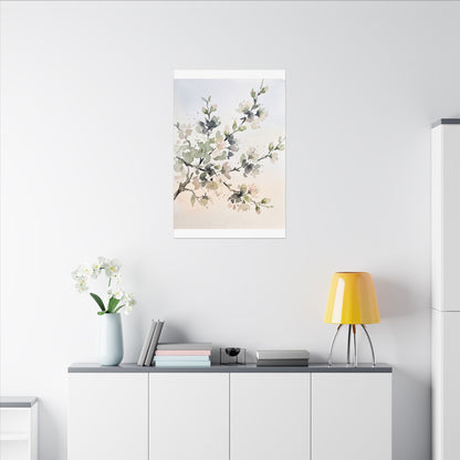 Cherry Blossom Watercolor Canvas Art | Elegant Japandi Art