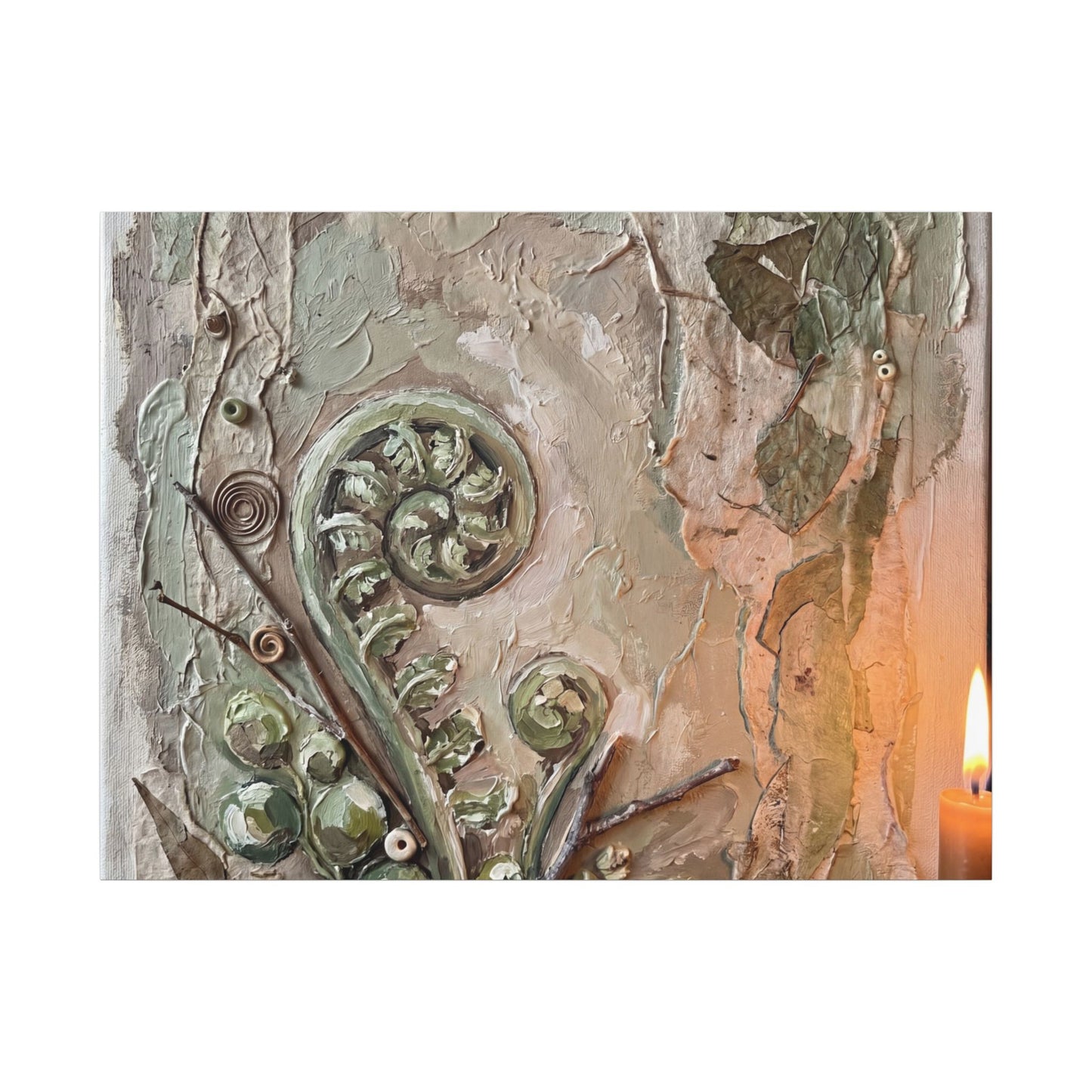Datsuzoku Fern Unfurling Canvas Art - Japandi Texture