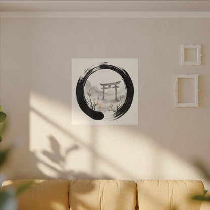 Spring Torii Gate Enso Canvas Art | Tranquil Decor