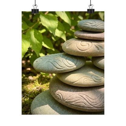 Dappled River Stones Wall Art Print - Japandi Fukinsei Art Print