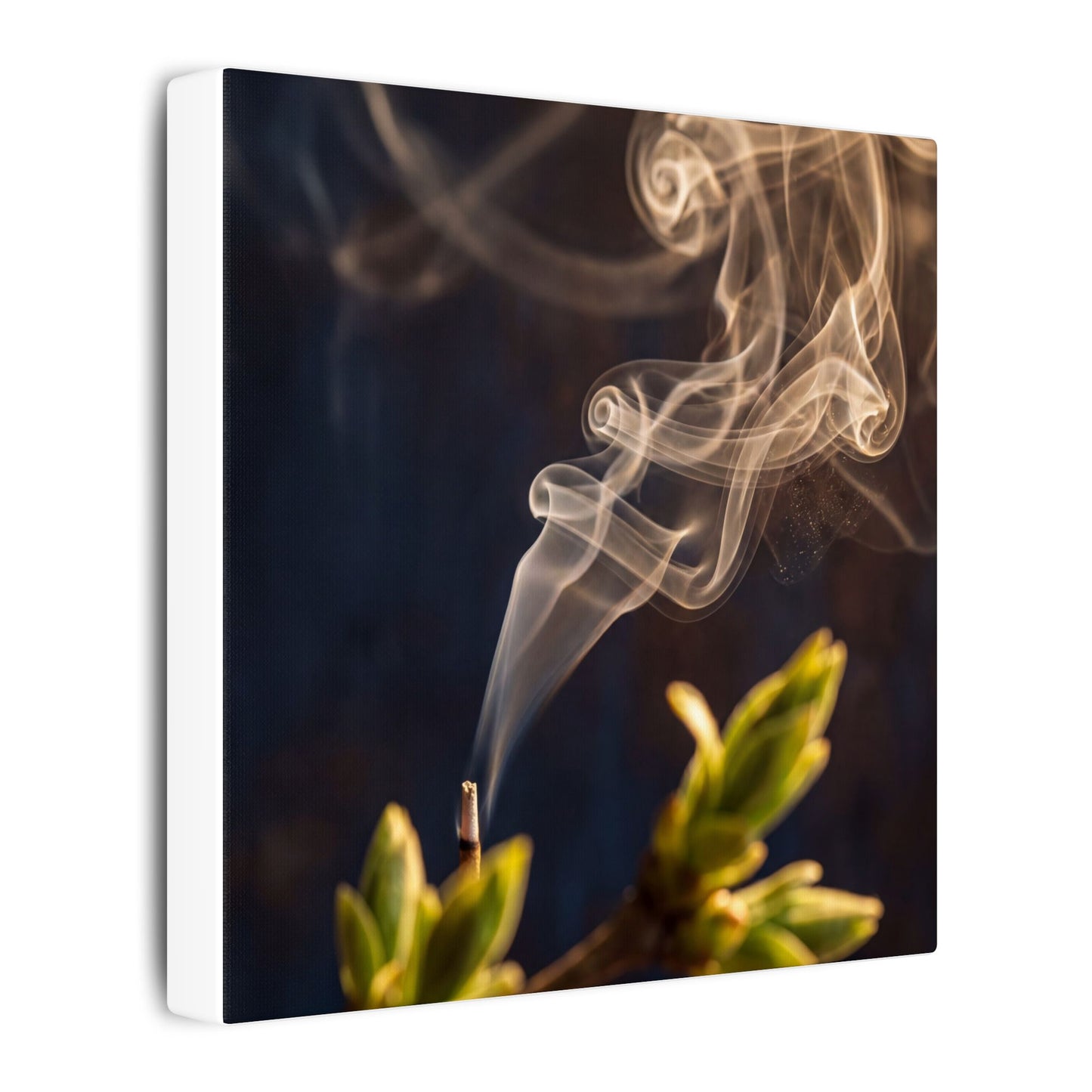 Golden Hour Incense Smoke Canvas Art - Dark Japandi Kanso
