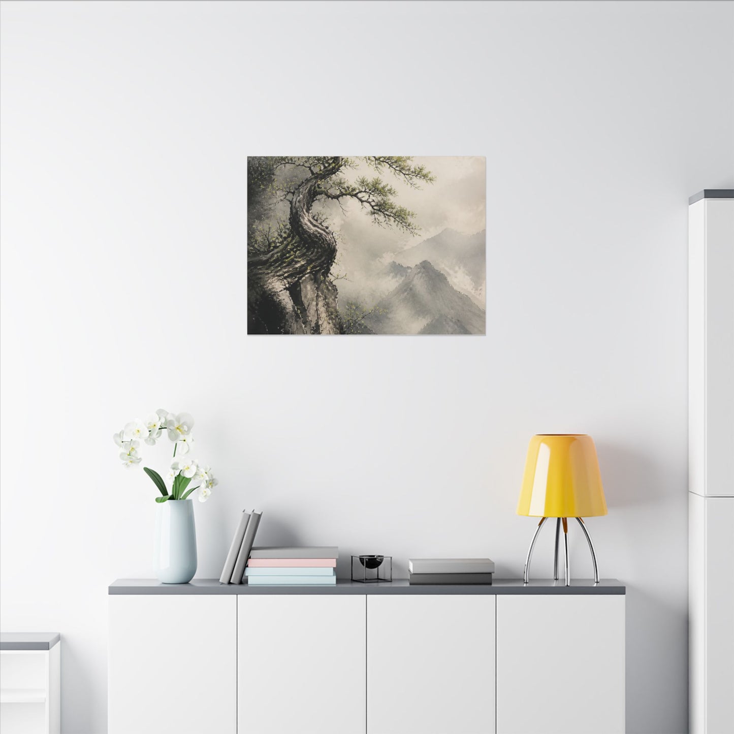 Spring Pine Tree Watercolor Canvas Art | Warm Decor