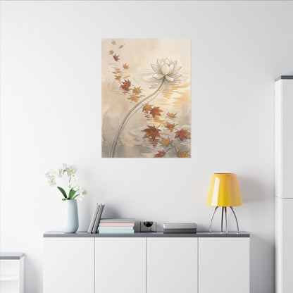 Lotus Flower Canvas Art | Autumn Japandi Minimal Line Art