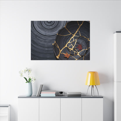 Philosophical Water Ripple Canvas Art - Gold Repair Kintsugi