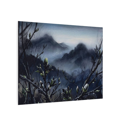 Mountain Mist Spring Canvas Art | Dark Japandi Atmospheric Design