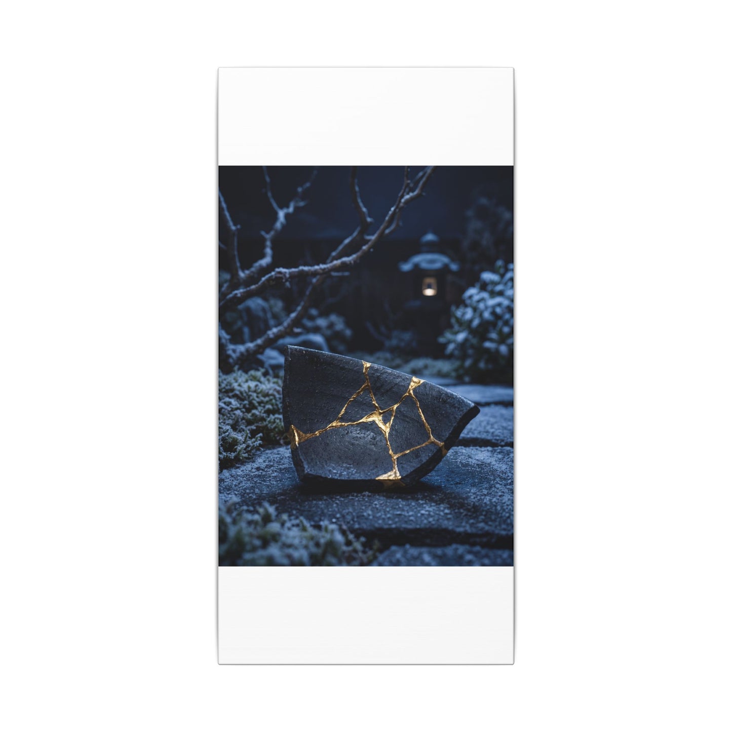 Moonlit Garden Winter Canvas Art | Kintsugi Artful Design
