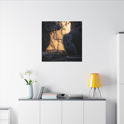 Incense Smoke Canvas Art | Winter Dark Japandi Shadow Zen Art