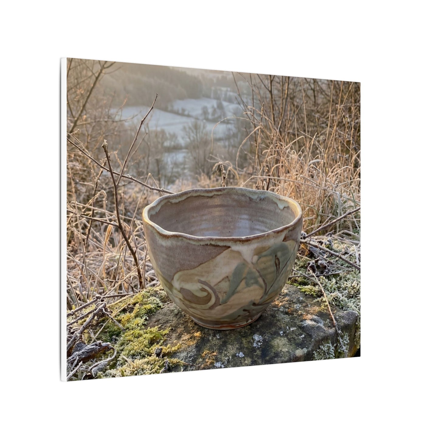 Golden Hour Ceramic Bowl Canvas Art - Japandi Shibui