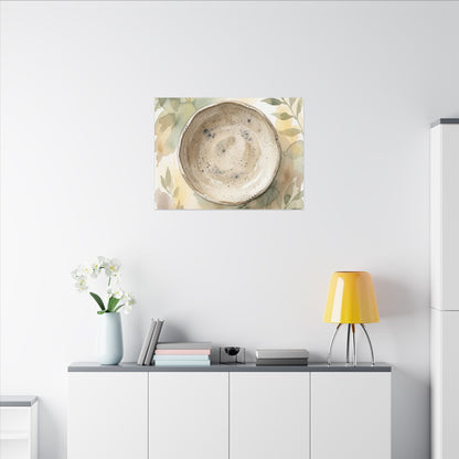 Ceramic Bowl Watercolor Canvas Art | Warm Japandi Art