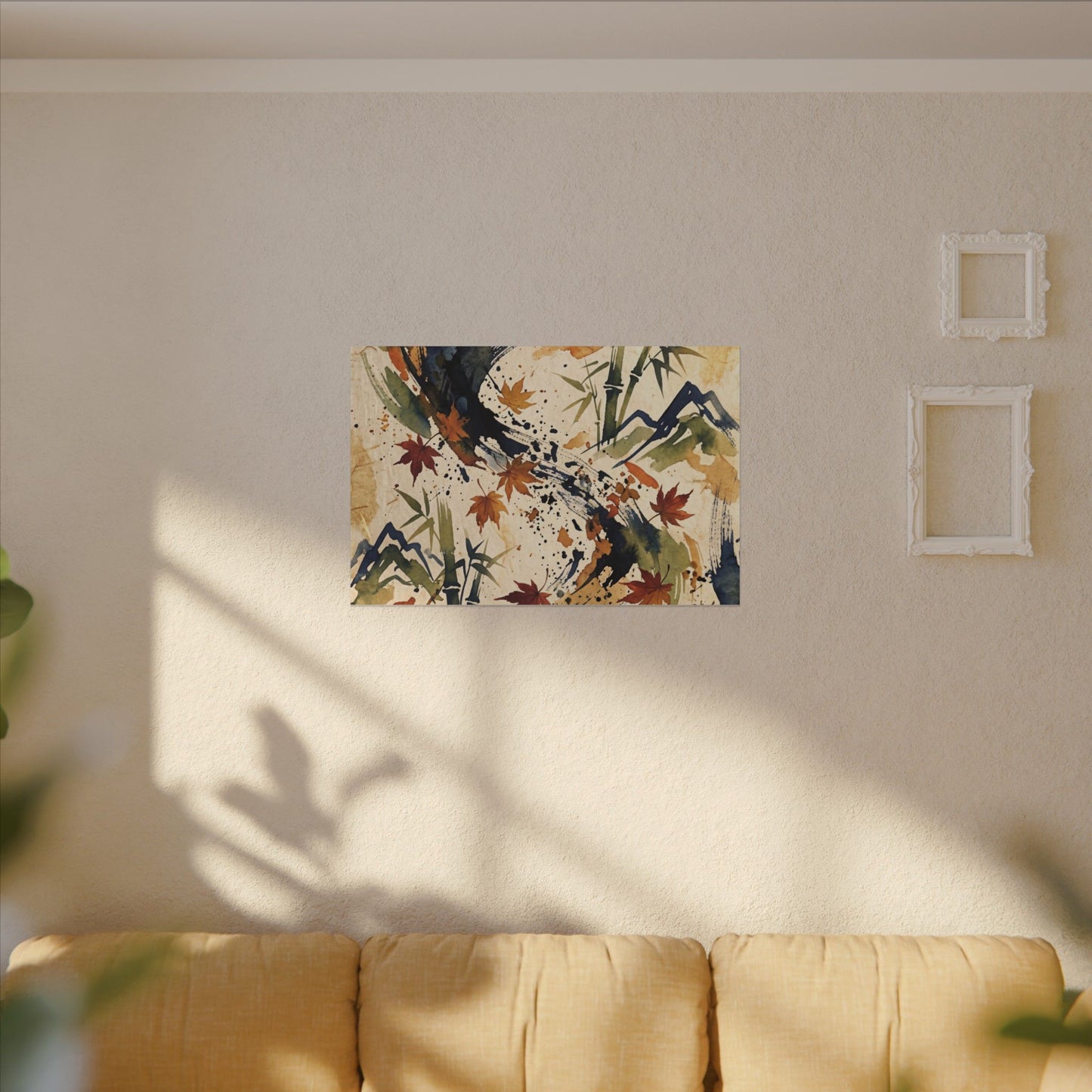 Golden Hour Ink Brushstroke Canvas Art - Zen Shibui