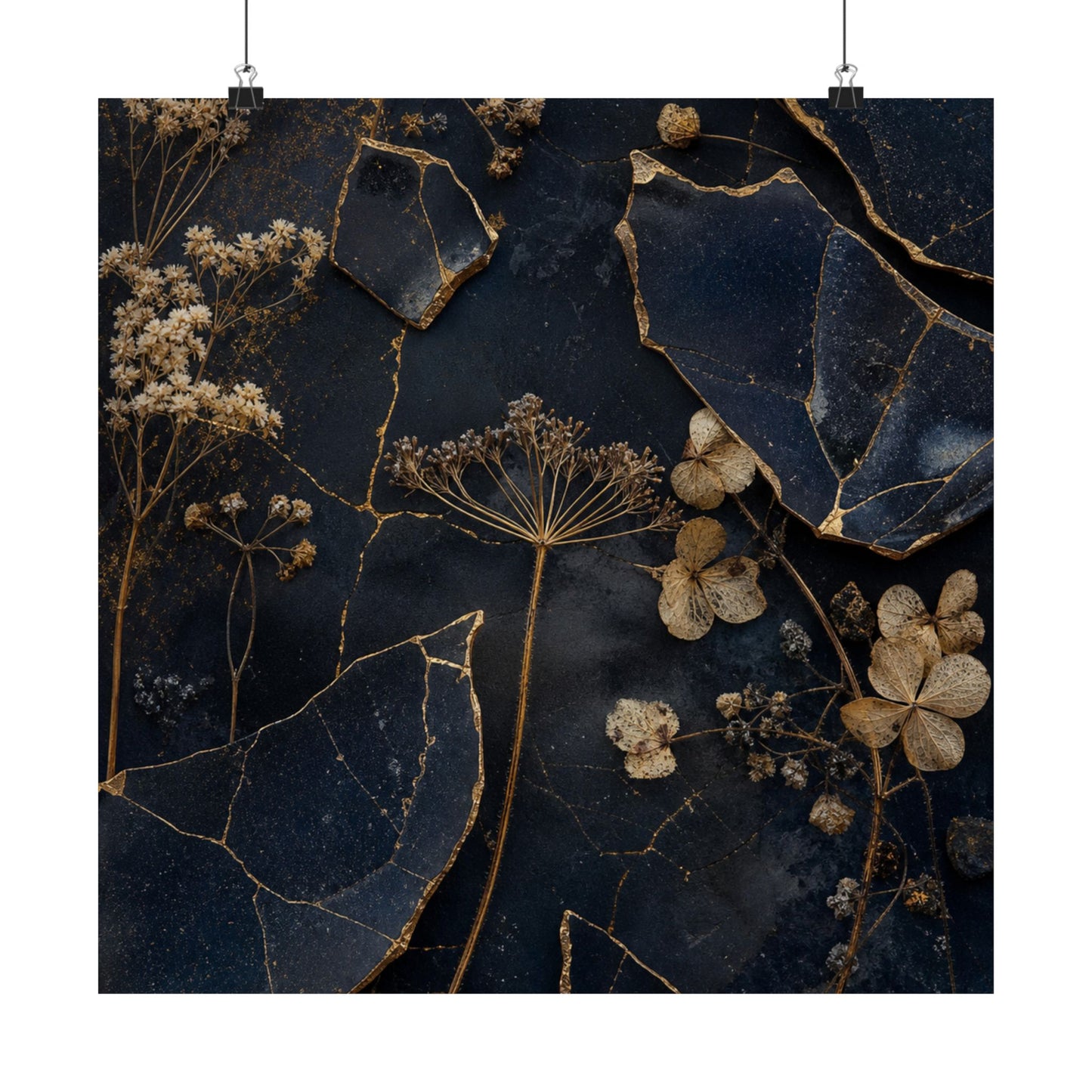 Dried Flowers Broken Beauty Wall Art Print | Healing Kintsugi Art