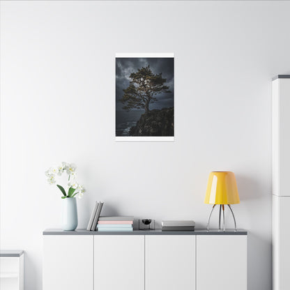 Dappled Pine Tree Canvas Art - Dark Japandi Fukinsei