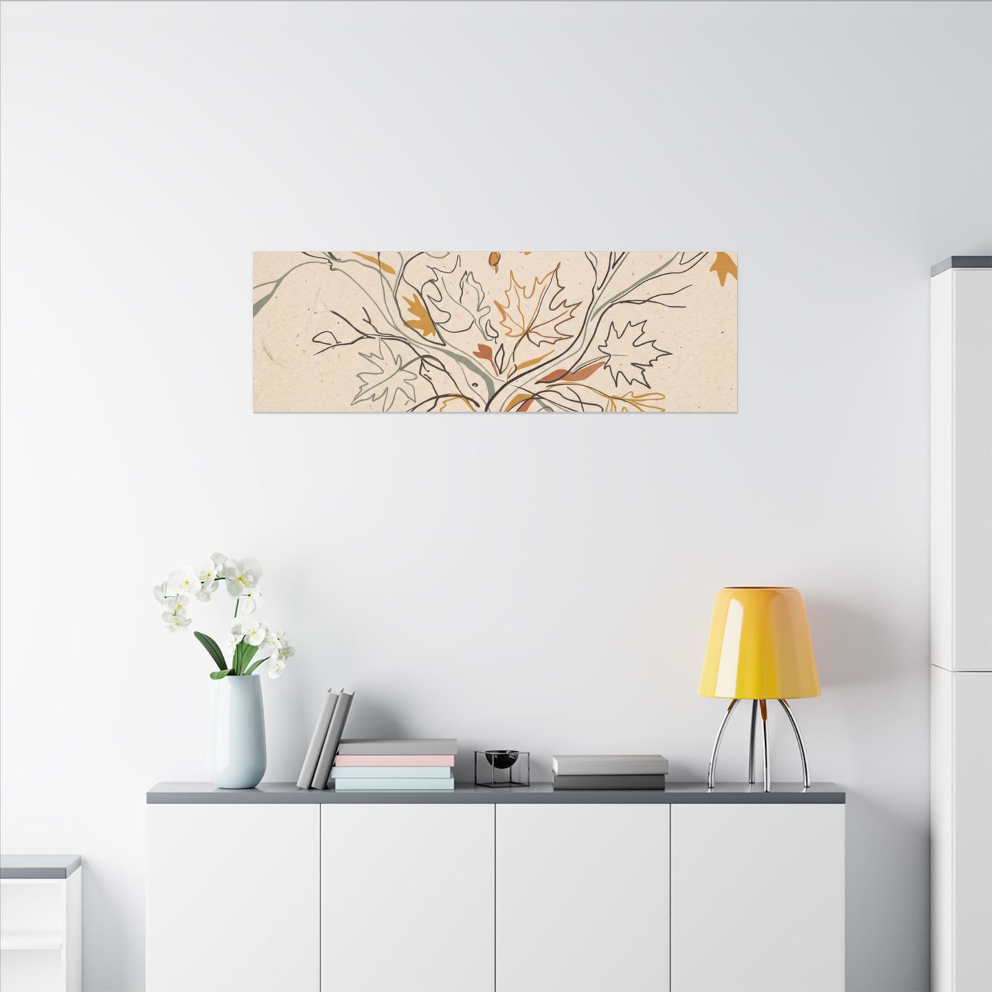 Warm Shadow Play Canvas Art - Minimal Line Japandi