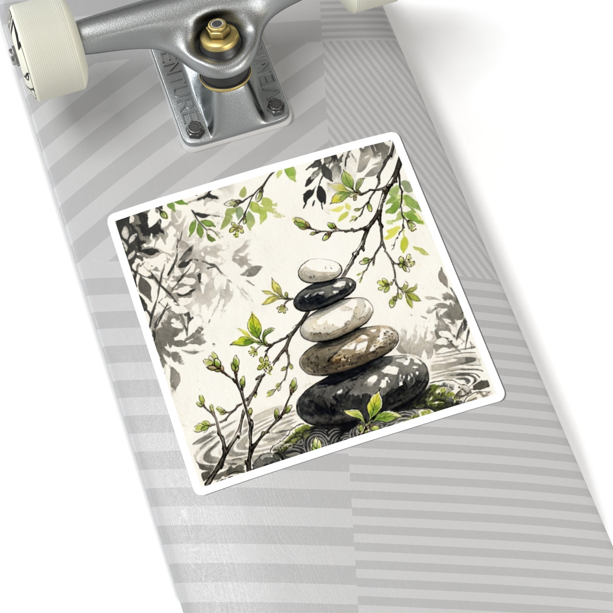 Mono No Aware River Stones Sticker - Japandi Japanese Pattern