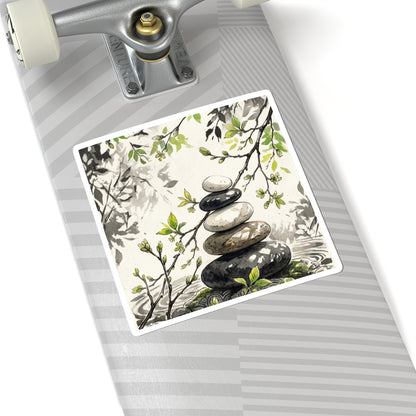 Mono No Aware River Stones Sticker - Japandi Japanese Pattern