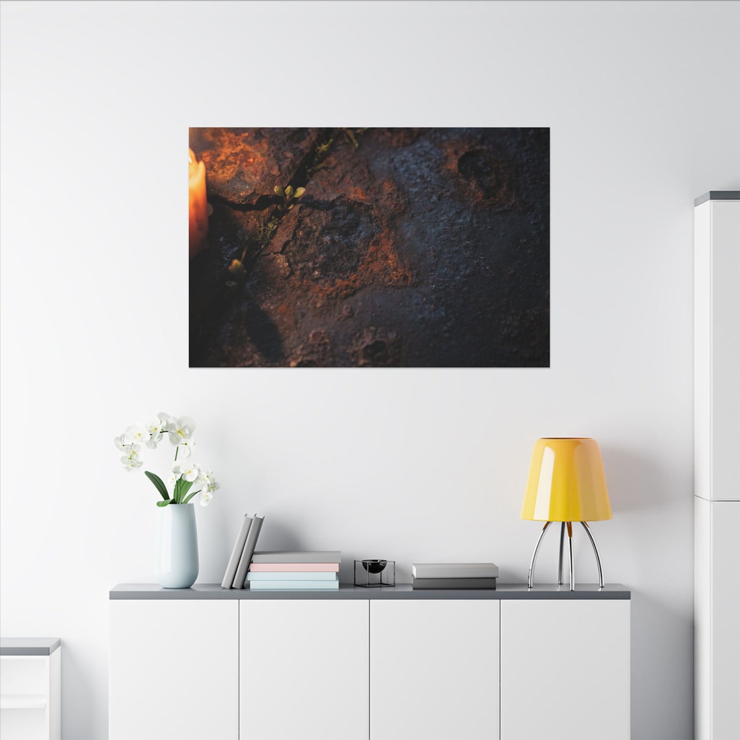 Candlelight Rust Patina Canvas Art - Dark Japandi Ma