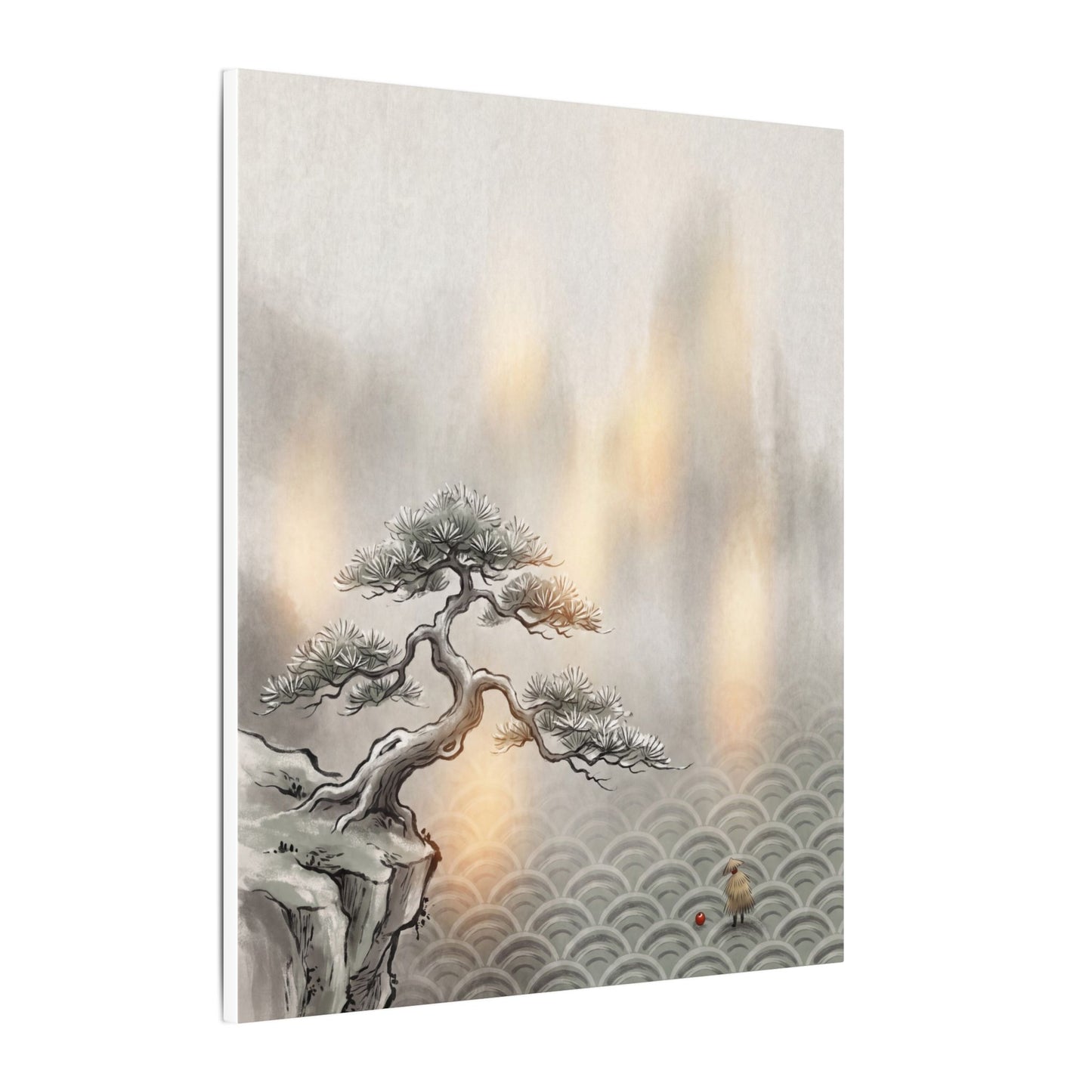 Pine Tree Canvas Art | Winter Japandi Japanese Pattern Art