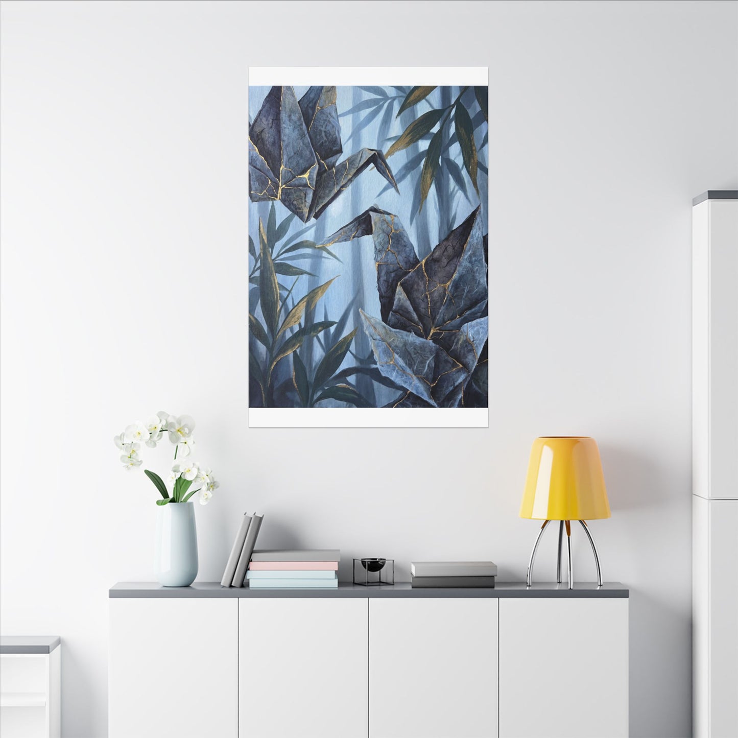 Paper Fold Canvas Art | Summer Kintsugi Crackle Gold Art