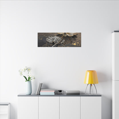 Kintsugi Lotus Flower in Golden Hour | Gold Vein Canvas Art