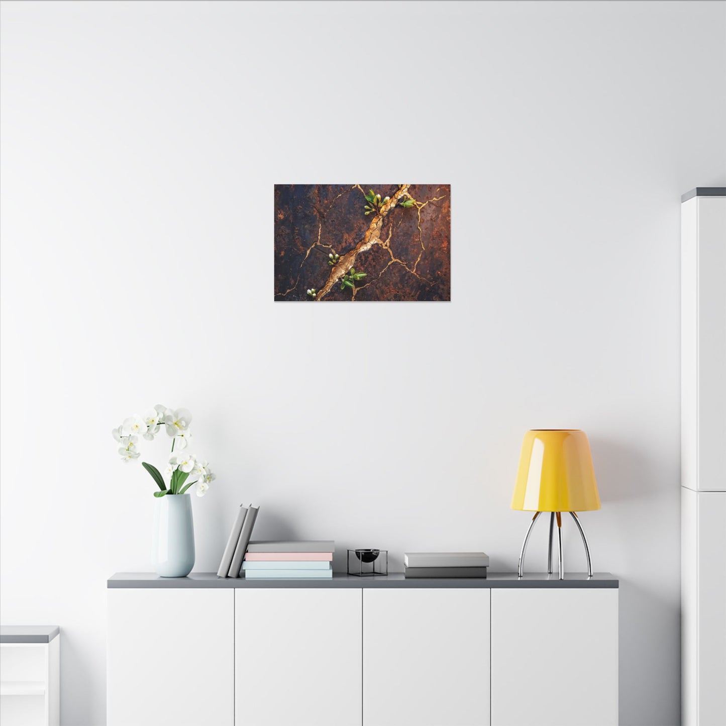 Rust Patina Spring Canvas Art | Kintsugi Resilient Design
