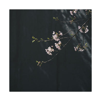Cherry Blossom Spring Canvas Art | Dark Japandi Sophisticated Design
