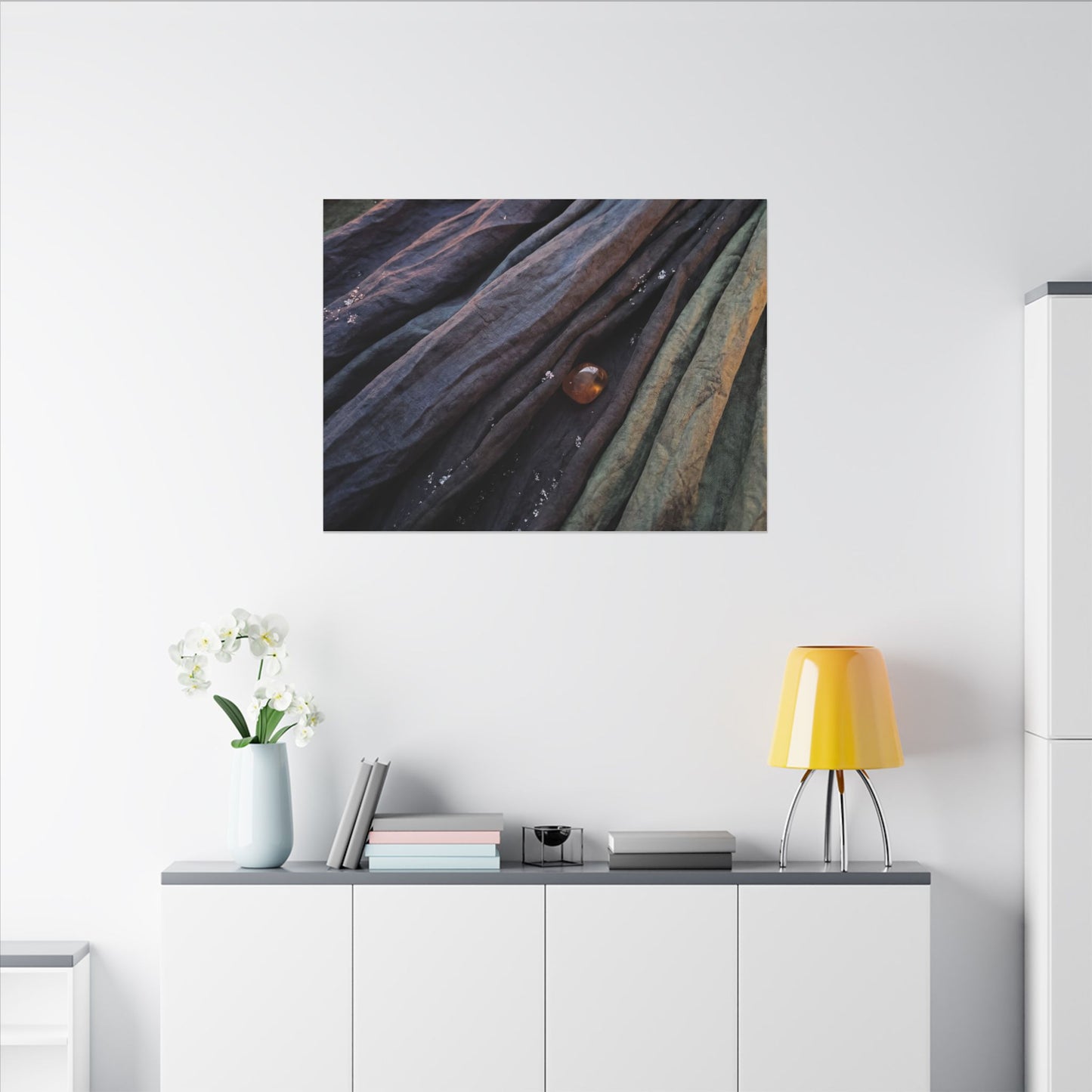 Silk Drape Shadow Zen Canvas Art | Moody Dark Japandi Art