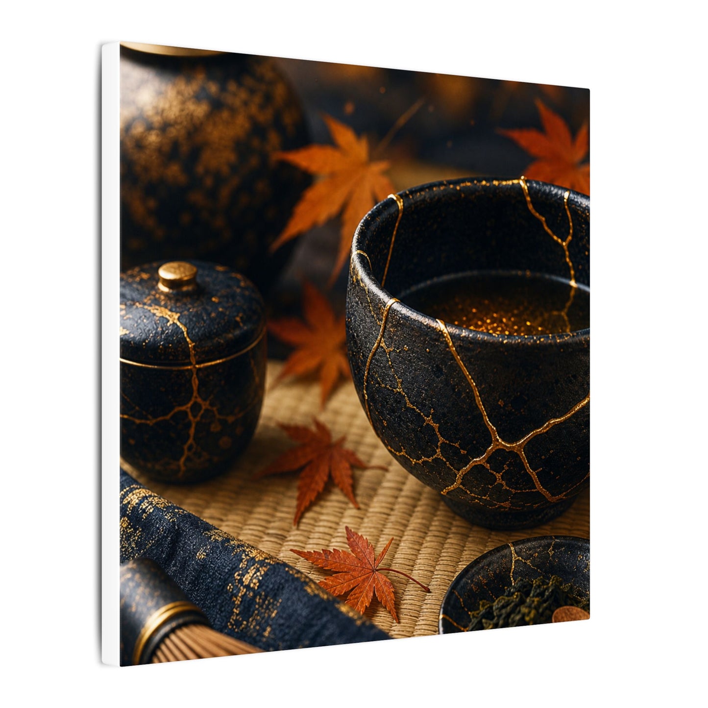Seijaku Tea Ceremony Canvas Art - Kintsugi Gold Repair