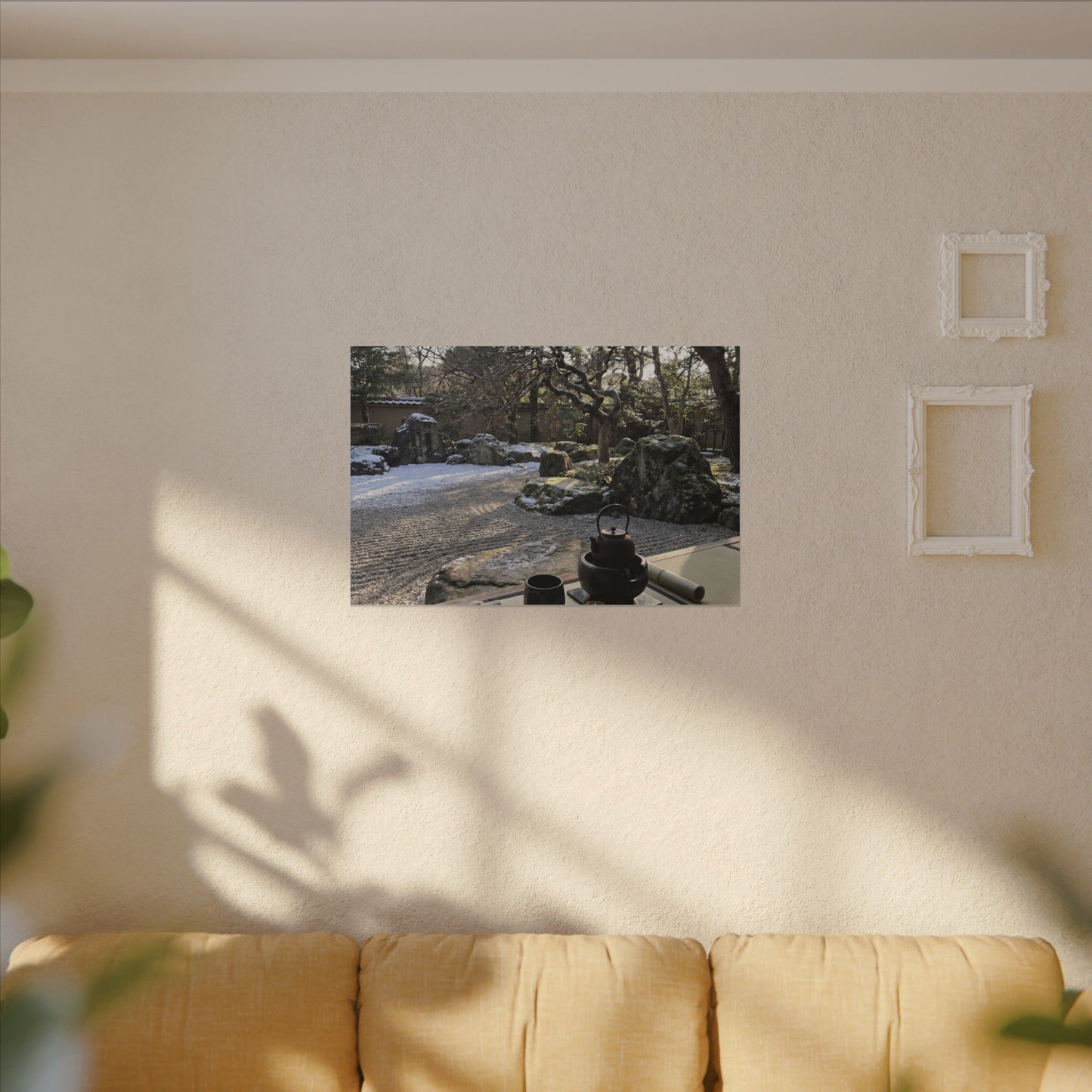 Winter Tea Ceremony Karesansui Canvas Art | Serene Decor