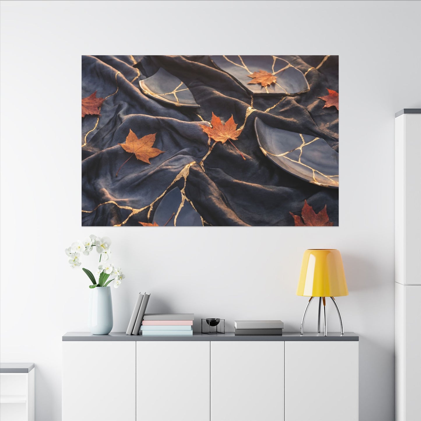 Golden Hour Silk Drape Canvas Art - Kintsugi Shibui