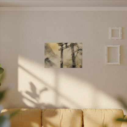 Spring Torii Gate Sumi E Canvas Art | Tranquil Decor