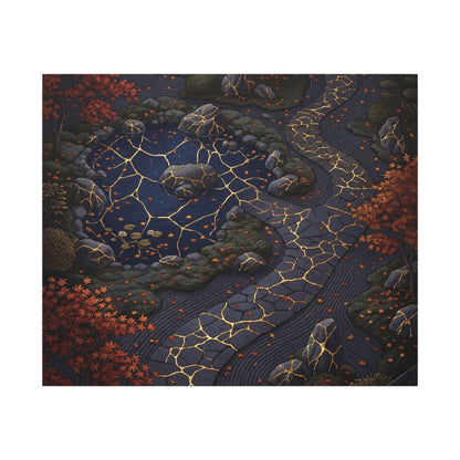 Moonlit Garden Gold Vein Canvas Art | Resilient Kintsugi Art