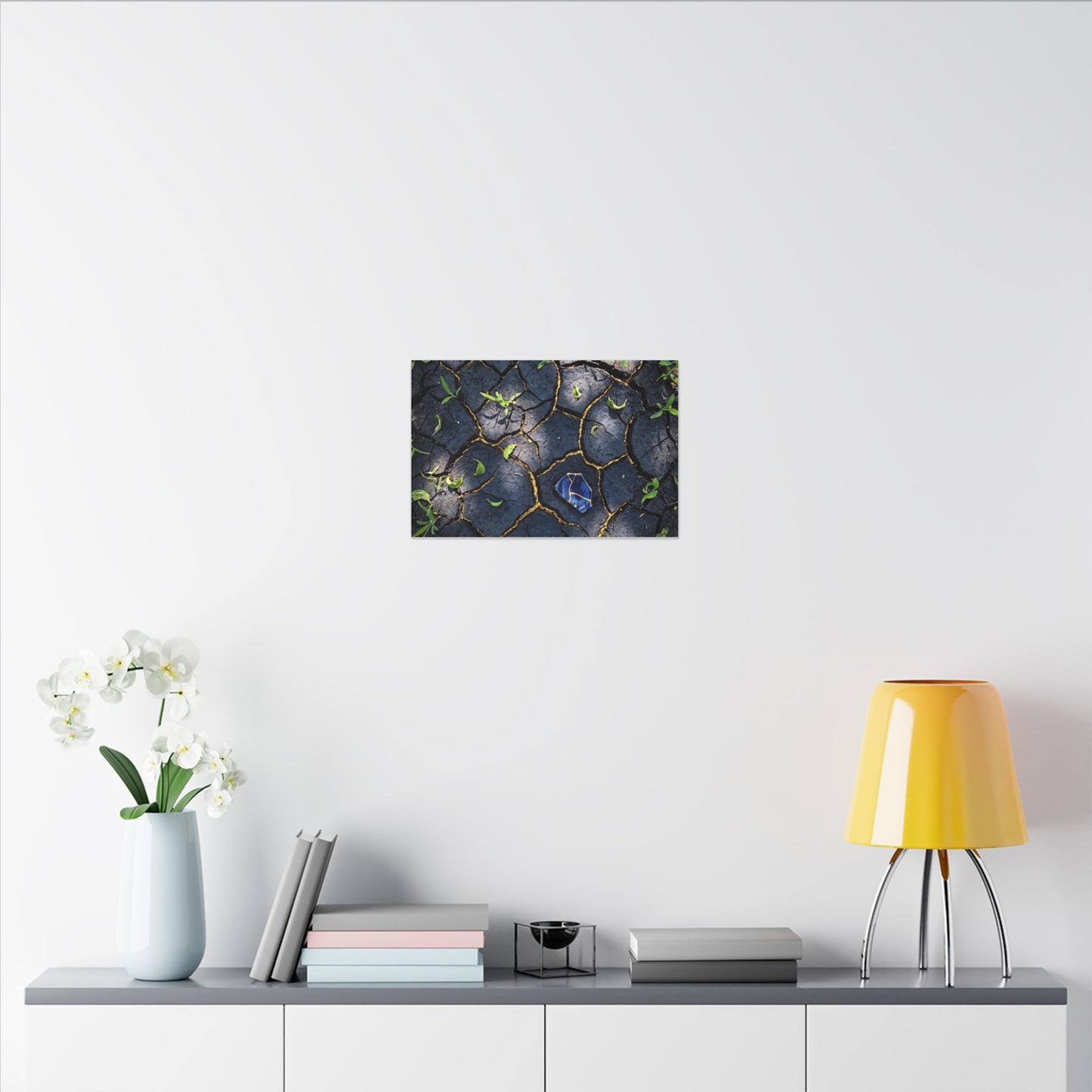 Cracked Earth Canvas Art | Spring Dark Japandi Moody Minimal Art