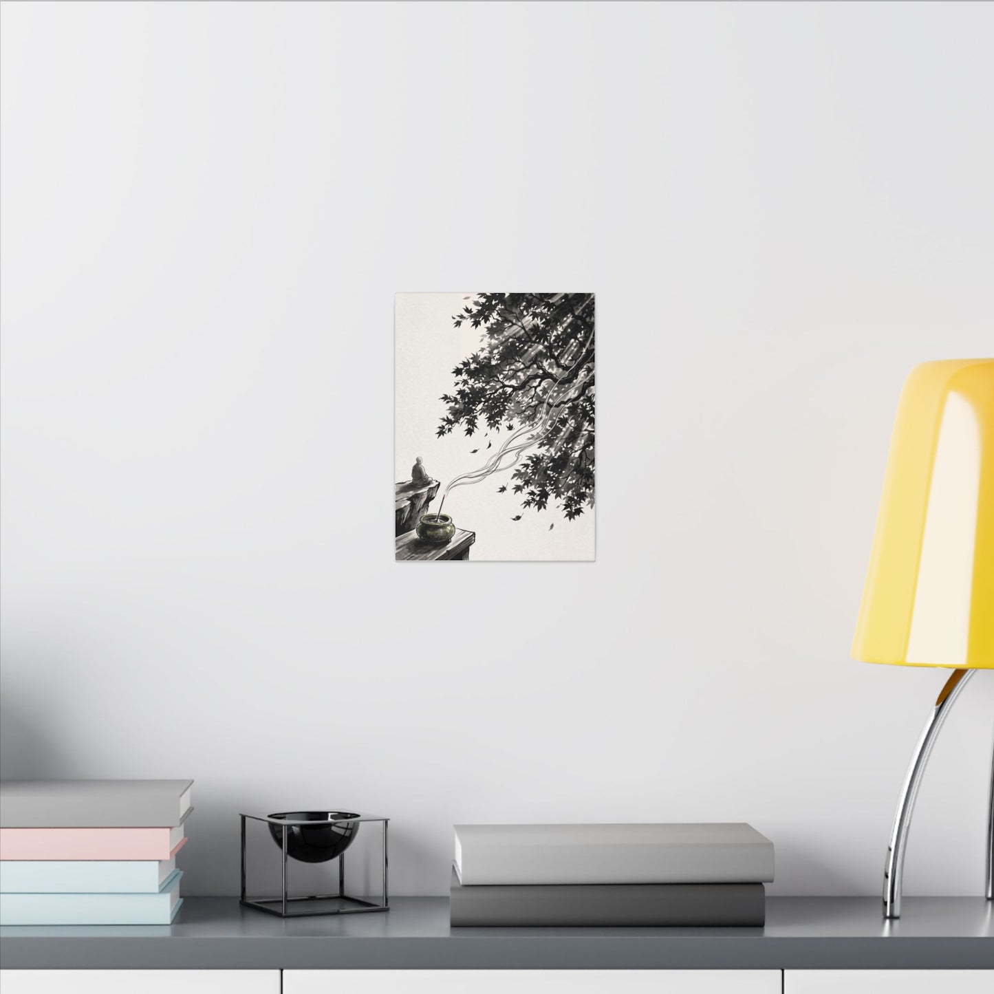 Serene Incense Smoke Canvas Art - Ukiyo E Inspired Zen
