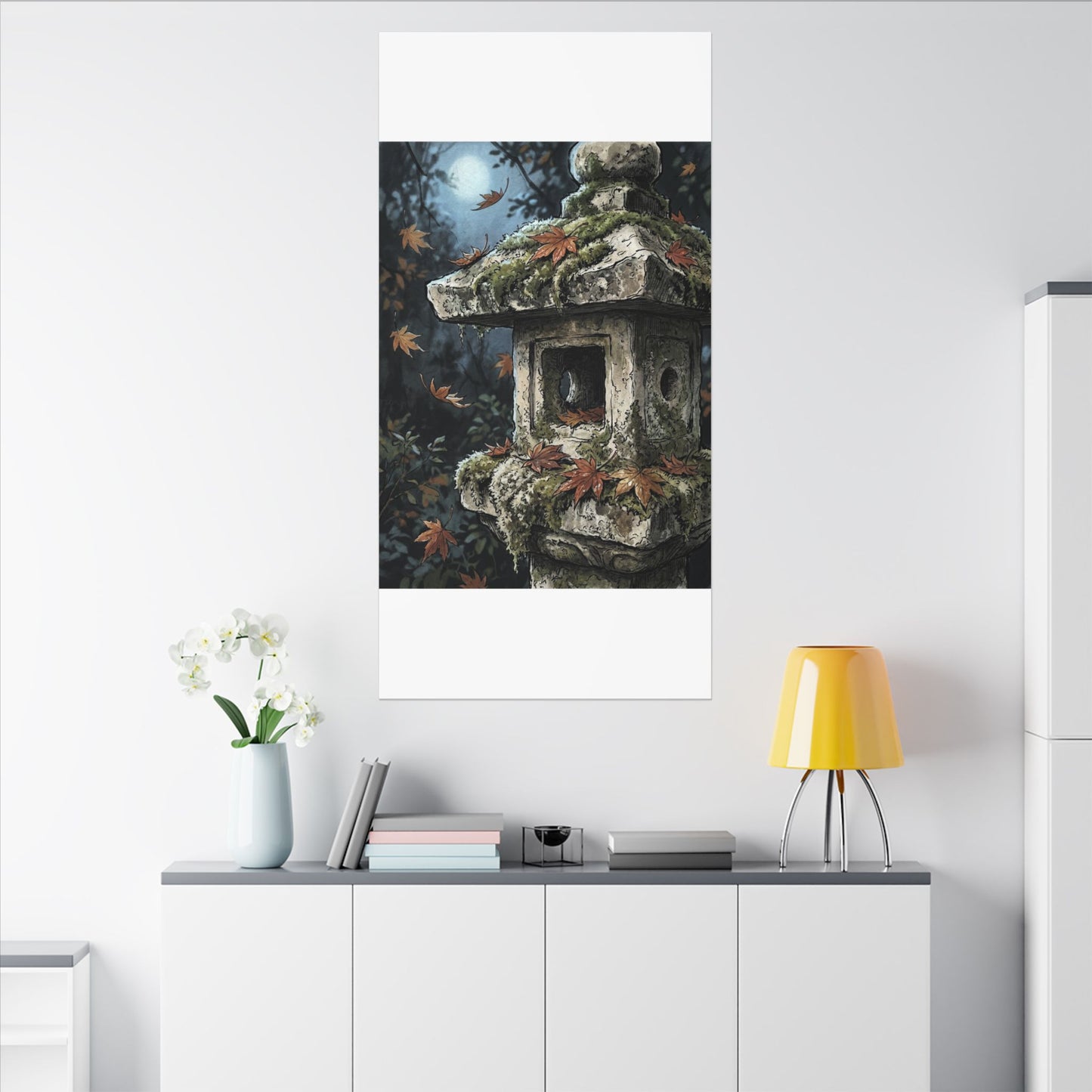 Shibui Stone Lantern Canvas Art - Japandi Minimal Line
