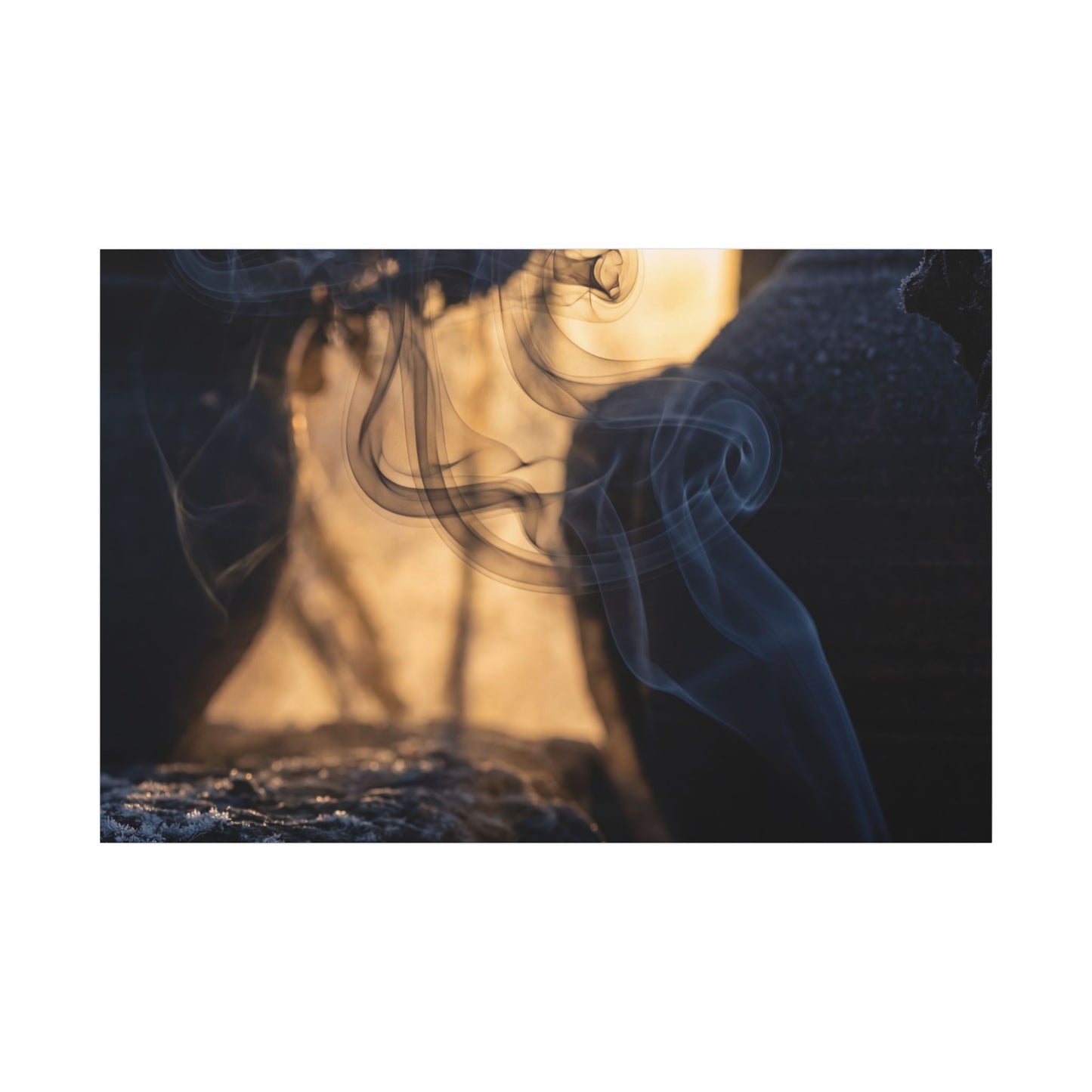 Incense Smoke Canvas Art | Winter Dark Japandi Shadow Zen Art