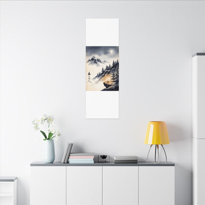 Mountain Mist Canvas Art | Winter Zen Ukiyo E Inspired Art