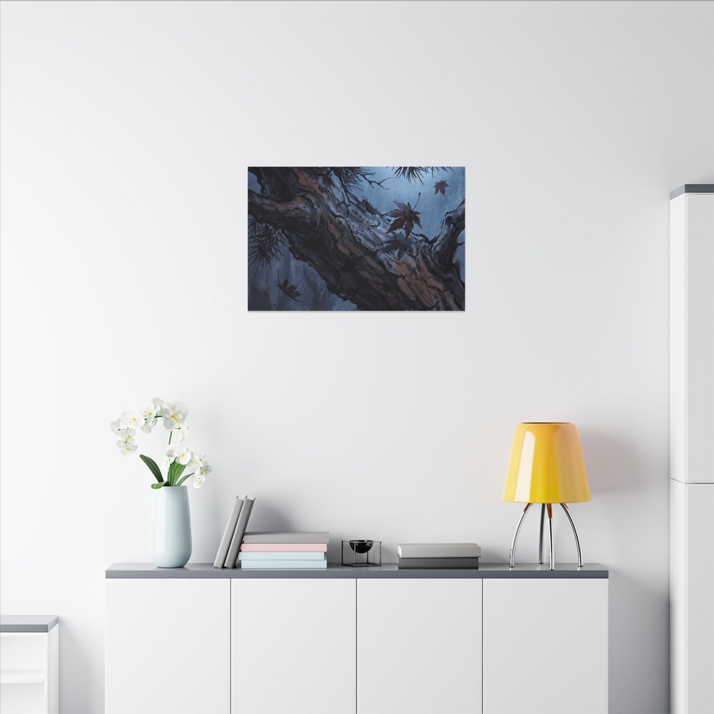 Atmospheric Pine Tree Canvas Art - Shadow Zen Dark Japandi