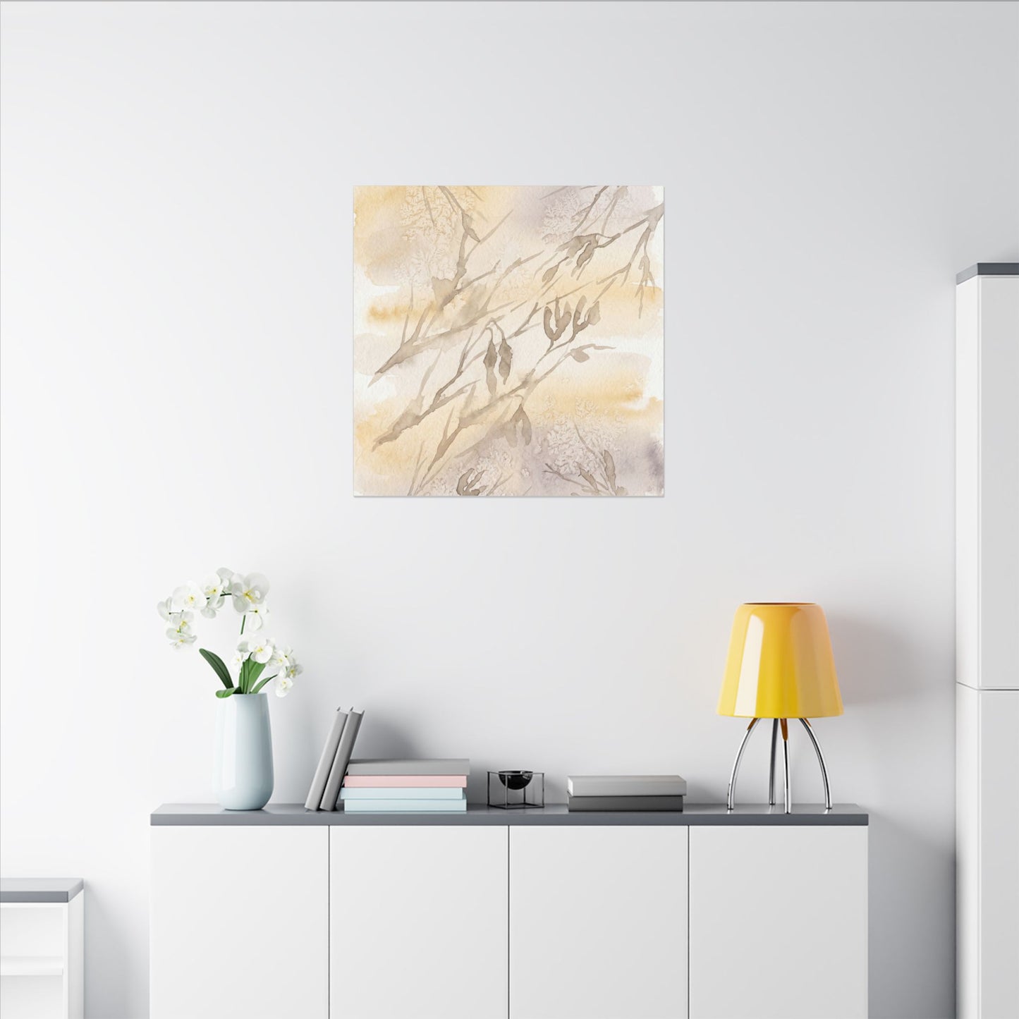 Shadow Play Winter Canvas Art | Japandi Warm Design