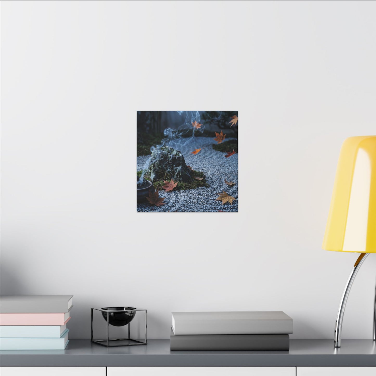 Autumn Incense Smoke Karesansui Canvas Art | Calm Decor